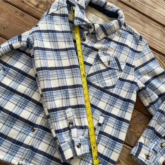 SAGE Collective Blue Plaid Sherpa Lined Jacket Shirt Overshirt XL Cozy Shacket - Picture 7 of 9